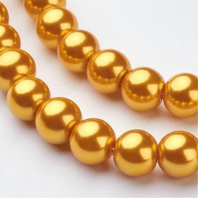 Glass Pearl Beads Gold 8mm