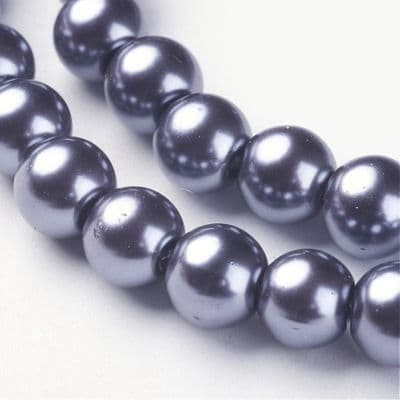 Glass Pearl Beads Gray 8mm