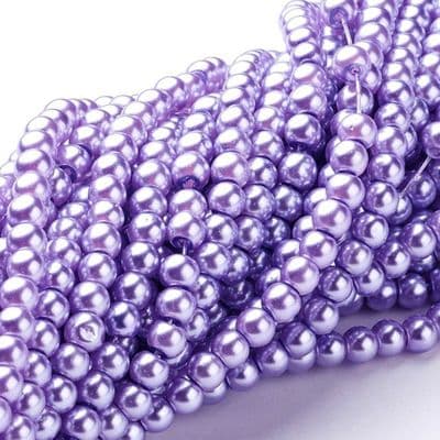 Glass Pearl Beads Lavender 4mm