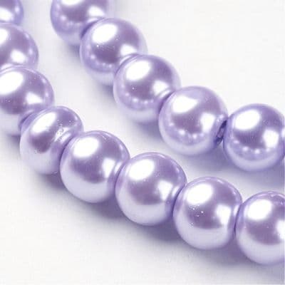 Glass Pearl Beads Lavender 8mm