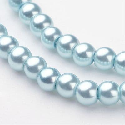Glass Pearl Beads Light Blue 4mm
