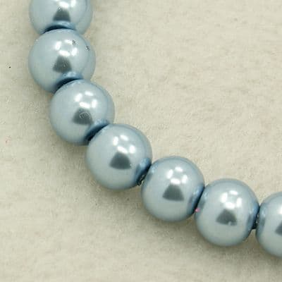 Glass Pearl Beads Light Blue 8mm