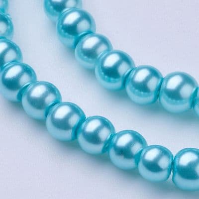 Glass Pearl Beads Light Cyan 4mm