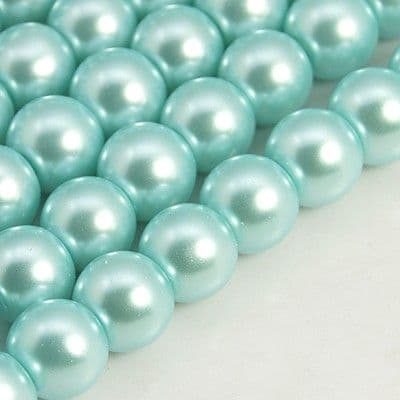 Glass Pearl Beads Light Cyan 8mm