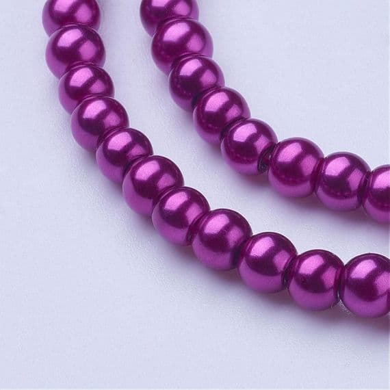 Glass Pearl Beads Magenta 4mm