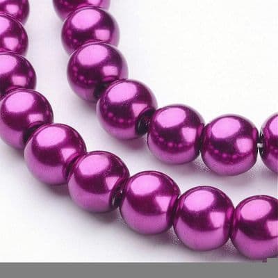 Glass Pearl Beads Magenta 6mm