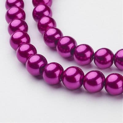 Glass Pearl Beads Magenta 8mm