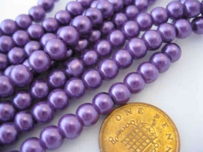 Glass Pearl Beads Mauve 6mm