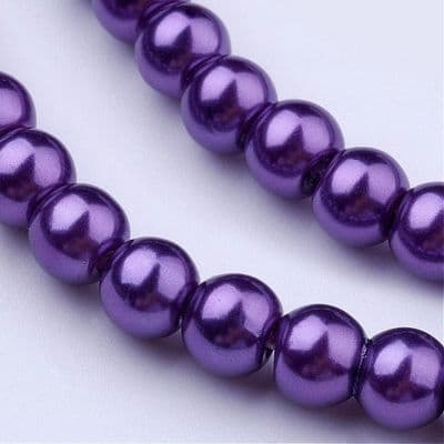 Glass Pearl Beads Medium Purple 6mm
