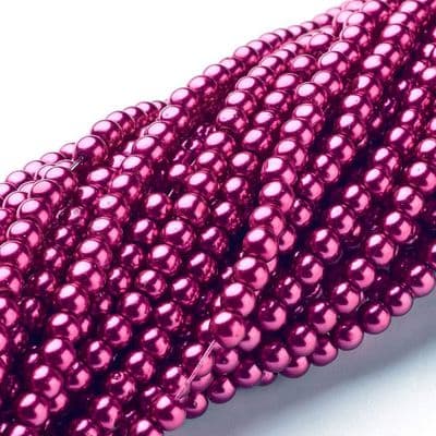 Glass Pearl Beads Medium Violet Red 4mm