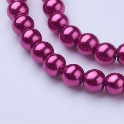 Glass Pearl Beads Medium Violet Red 6mm