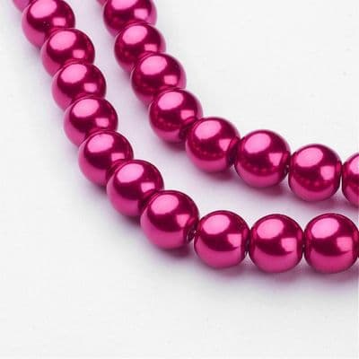Glass Pearl Beads Medium Violet Red 8mm