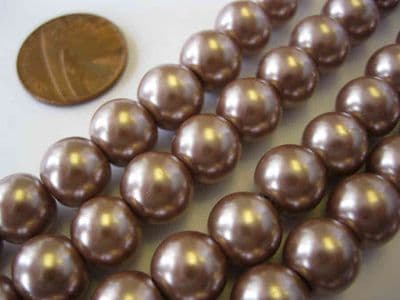 Glass Pearl Beads Mink Brown 10mm