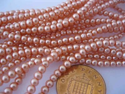 Glass Pearl Beads Pale Coral 3mm