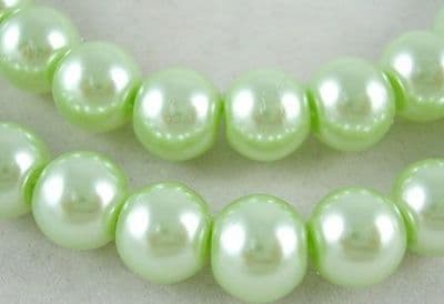 Glass Pearl Beads Pale Green 6mm