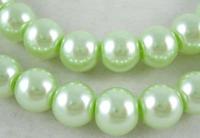 Glass Pearl Beads Pale Green 8mm