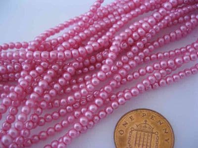 Glass Pearl Beads Pale Rose Pink 3mm