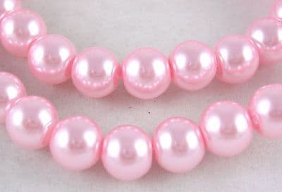 Glass Pearl Beads Pink 8mm