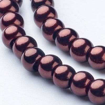 Glass Pearl Beads Saddle Brown 4mm