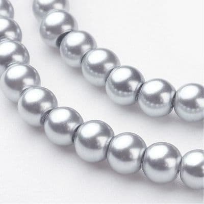 Glass Pearl Beads Silver 4mm