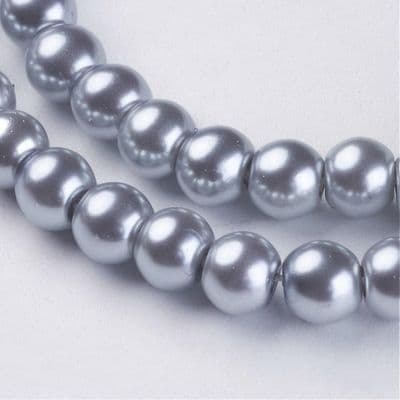 Glass Pearl Beads Silver 6mm