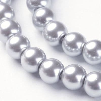 Glass Pearl Beads Silver 8mm