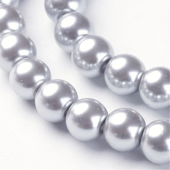Glass Pearl Beads Silver 8mm