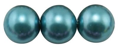 Glass Pearl Beads Teal Blue 10mm