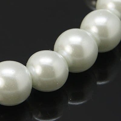 Glass Pearl Beads White 8mm