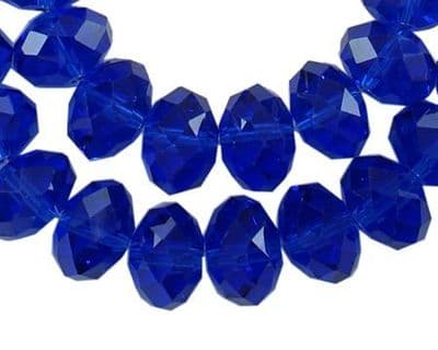 Glass Rondelle 10x7mm Pearl Lustre Dark Blue
