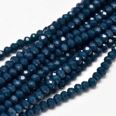 Glass Rondelle Beads 4x3mm Prussian Blue (70 beads)