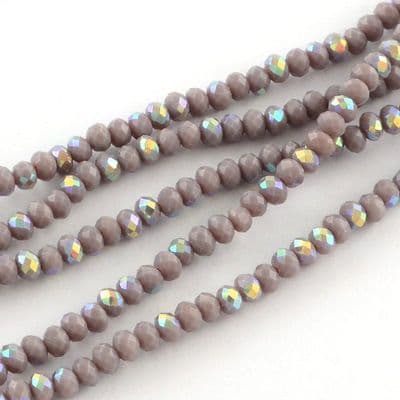 Glass Rondelle Beads 4x3mm Rosy Brown (Half AB Plated) (75 beads)