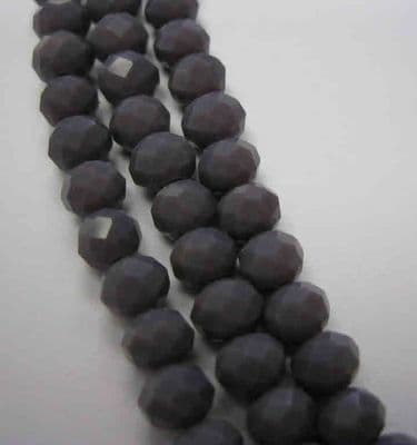 Glass Rondelle Beads 6x4mm (18) Opaque Purple