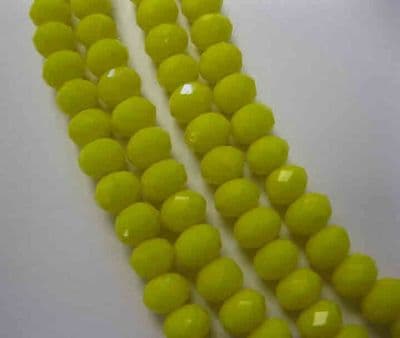 Glass Rondelle Beads 6x4mm (18) Sunshine yellow