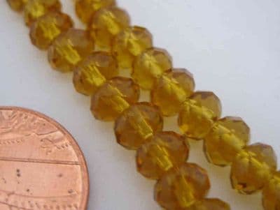 Glass Rondelle Beads 6x4mm (20) Amber