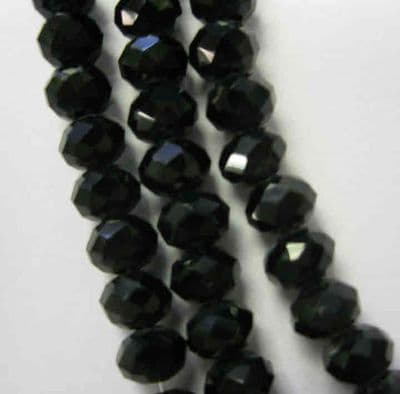 Glass Rondelle Beads 6x4mm (20) Black
