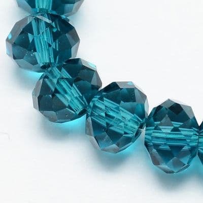 Glass Rondelle Beads 6x4mm Dark Cyan (19)