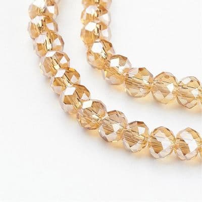 Glass Rondelle Beads 6x4mm Golden AB (19)