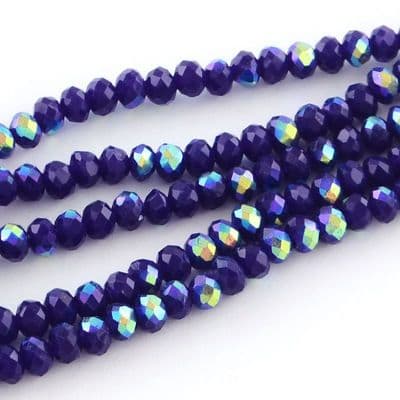 Glass Rondelle Beads 6x4mm Indigo AB (19)