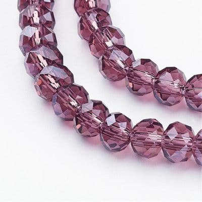 Glass Rondelle Beads 6x4mm Lustre Purple (19)