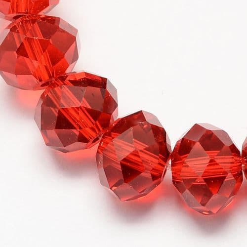 Glass Rondelle Beads 6x4mm Red (19)