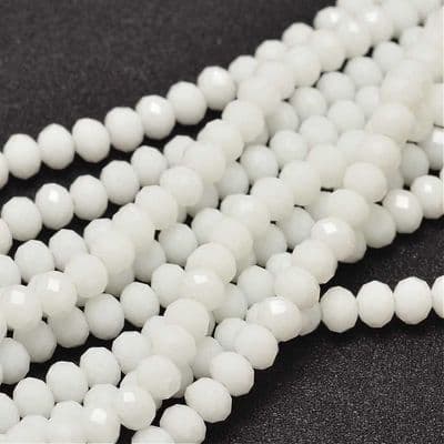 Glass Rondelle Beads 6x4mm White (19)