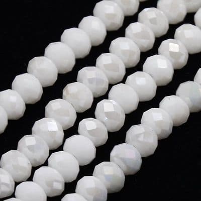 Glass Rondelle Beads 6x4mm White AB (19)