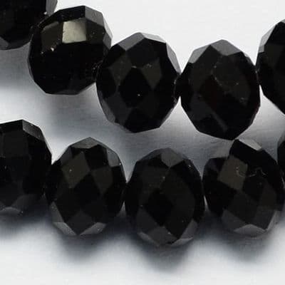 Glass Rondelle Beads 8x6mm Black (18)