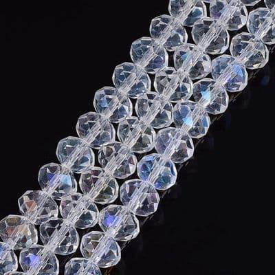 Glass Rondelle Beads 8x6mm Clear AB (18)