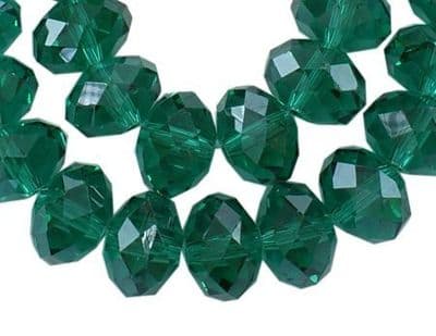 Glass Rondelle Beads 8x6mm Pearl Lustre Dark Green (18)