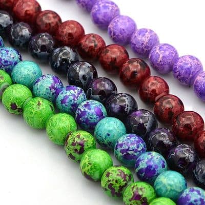 Glass Round 12mm Beads - Imitation Regalite (17 beads)