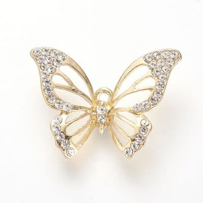 Golden Rhinestone Butterfly Pendant - Pointed wing (1)