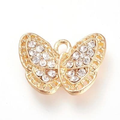 Golden Rhinestone Butterfly Pendant - Rounded wing (1)