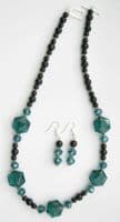Green Hexagon Bead Necklace & Earring Kit